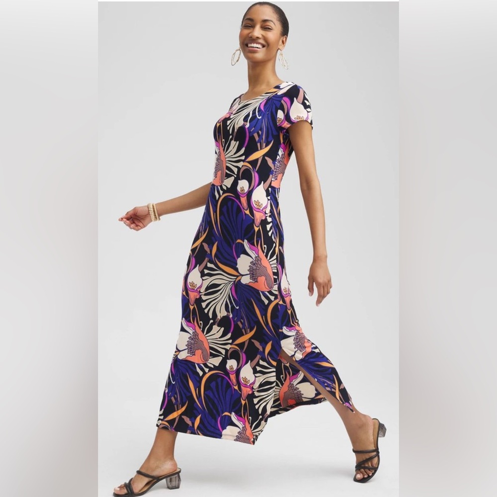 Floral Maxi Dress in Blue and Pink